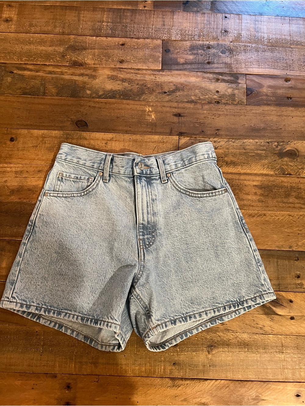Mango High-Waist Light Blue Denim Shorts